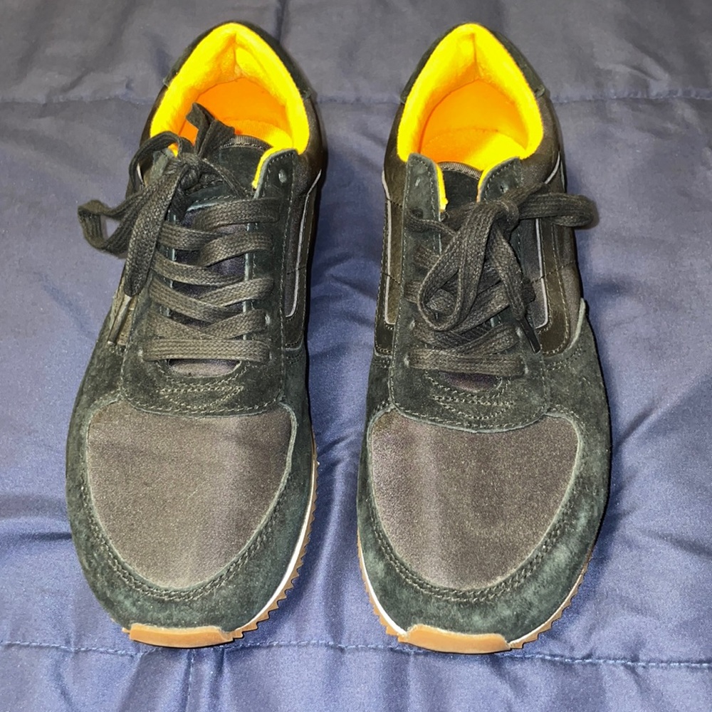 Vans Black Suede & Nylon Athletic Shoes with Bright Yellow Lining
